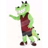 Green Crocodile with Red Vest Mascot Costume