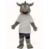 Rhino in White T-shirt Mascot Costume