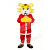 Yellow face Christmas Tiger Mascot Adult Costume Free Shipping 