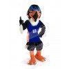 Sporty Fierce Eagle with Blue T-shirt Mascot Costume