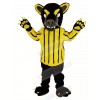 Black Panther in Yellow Striped Clothes Mascot Costume Animal