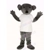 Furry Grey Koala in White T-shirt Mascot Costume