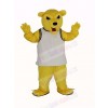Power Fierce Yellow Bear in White Vest Mascot Costume