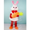 White Bunny Rabbit with Carrot Mascot Costumes Cartoon