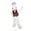 White Easter Bunny with Vest Mascot Costumes Cartoon