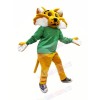 Brown Wildcat with Green Coat Mascot Costume Animal	
