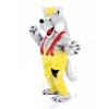 Happy Wolf with Yellow Hat Mascot Costumes Cartoon