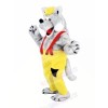 Happy Wolf with Yellow Hat Mascot Costumes Cartoon