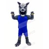 Wolf with Blue Vest Mascot Costumes Cartoon