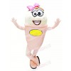 Pink and White Ice Cream Mascot Costume Cartoon 