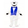 White Bear with Blue Scarf Mascot Costume Cartoon