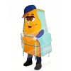 Blue and Orange Backpack Mascot Costume Cartoon