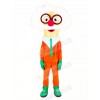 Funny Professor in Orange Coat Mascot Costume College