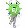 Green Virus Mascot Costume Cartoon 