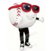White Baseball with Glasses Mascot Costume Cartoon