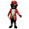 Brown Skin Pirate in Red Coat Mascot Costume