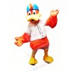 Orange Duck with White T-shirt Mascot Costume Cartoon 