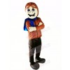 Pilot with Brown Jacket Mascot Costume Cartoon 
