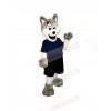 Gray and White Police Dog Mascot Costume Cartoon