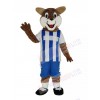 Football Fox in Blue and White Jersey Mascot Costume