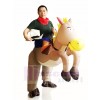 Cowboy Ride On Grey Horse Inflatable Halloween Christmas Costumes for Adults