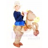 Cowboy Ride on Brown Horse Inflatable Halloween Xmas Costumes for Kids