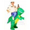 Green Dinosaur Carry me Ride On T-rex Inflatable Halloween Christmas Costumes for Adults