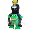For Children/ Kids Piggyback Carry Me Ride on Crazy Green Frog Mascot Costumes 