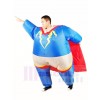 Fat Superman Superhero Cosplay with Red Cloak Inflatable Halloween Xmas Costumes for Adults