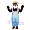 Cute Country Bear with Overall, Glasses & Hat Mascot Costume