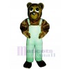 Cute Cutesy Bear with Bib Overalls Mascot Costume