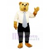 New White Collar Bruce Bear Mascot Costume