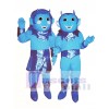 Boy Blue Devil (on right) Mascot Costume