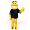 Yellow Fish Mascot Costumes in Black Shirt Sea