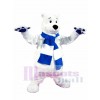 Blue and White Scarf Polar Bear Mascot Costumes