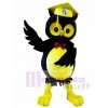 Black Owl with Yellow Graduation Cap Mascot Costumes Animal