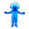 Blue Music DJ Boy with Headset Mascot Costumes People