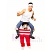 Piggy Back Comedy Athlete Carry Me Ride on Marathon Man Mascot Costumes Halloween