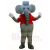 Grey Elephant in Red Vest Mascot Costumes Animal 