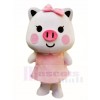 Pink Pig with Bow Mascot Costumes Cartoon