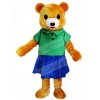 Brown Bear in Green Shirt and Blue Skirt Mascot Costumes Animal