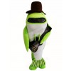 Green Whale Fish with Black Hat and Guitar Mascot Costumes Sea Ocean