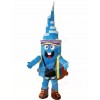 Blue Tower with Hat and Backpack Mascot Costumes  