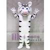 White Tiger Mascot Costume with Black Stripes Animal