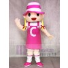 Pink Hat Girl Blonde Mascot Costumes Cartoon People