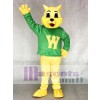 Cute Winner Wildcat Cat in Green Vest Mascot Costume Animal
