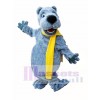 Gray Bear with Yellow Scarf Mascot Costume Grey Bear Mascot Costumes
