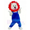 Red Mane Blue Overalls Lion Mascot Costumes Animal