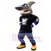 Black Shirt Shark Mascot Costume Ocean