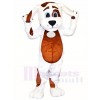 White Dog Mascot Costumes with Brown Belly Animal  